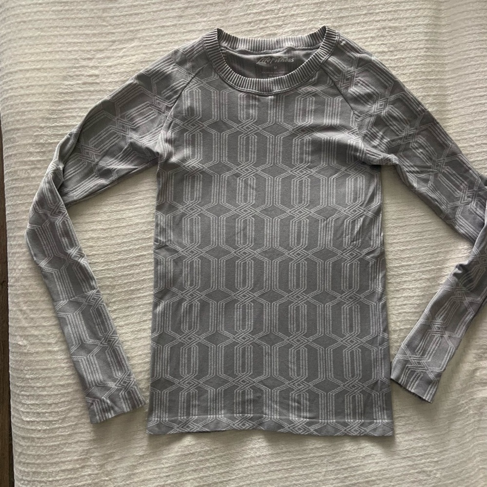 Gray Geometric Long Sleeve Top